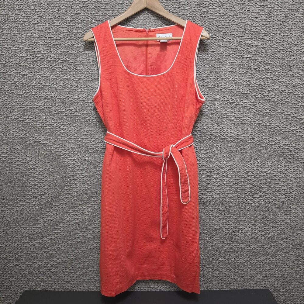 MADISON STUDIO WOMEN'S Coral Belted Sleeveless Sheath Dress Size 16